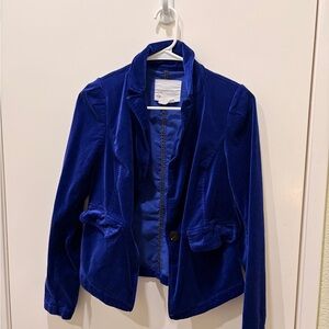 Anthropologie Royal Blue Velvet Blazer